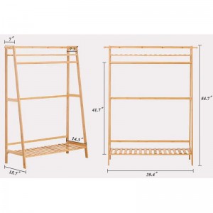 Zwaar rek voor het hangen van bamboe kleding lagen vloer bamboe garderobe